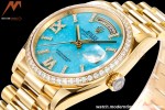 Rolex - DayDate 36mm 128238 Flt Pres YG/YG Turquoise Blue/Dia RAF A2836
