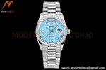 Rolex - DayDate 36mm 128349 Flt Pres SS/SS Turquoise Blue/Dia RAF A2836