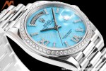 Rolex - DayDate 36mm 128349 Flt Pres SS/SS Turquoise Blue/Dia RAF A2836