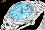Rolex - DayDate 36mm 128349 Flt Pres SS/SS Turquoise Blue/Dia RAF A2836