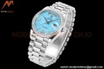 Rolex - DayDate 36mm 128349 Flt Pres SS/SS Turquoise Blue/Dia RAF A2836