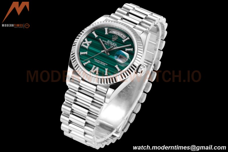 Rolex - DayDate 36mm 128238 Flt Pres SS/SS Malachite Green RAF A2836