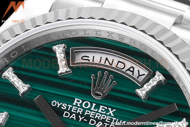 Rolex - DayDate 36mm 128238 Flt Pres SS/SS Malachite Green RAF A2836