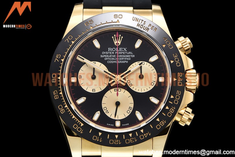 Rolex - Daytona 116518 904L YG/RU Blk/Stk QF Asia 4130