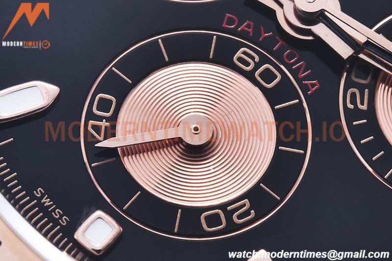 Rolex - Daytona 116505 904L RG/RG Blk/Stk QF V3 SH4130