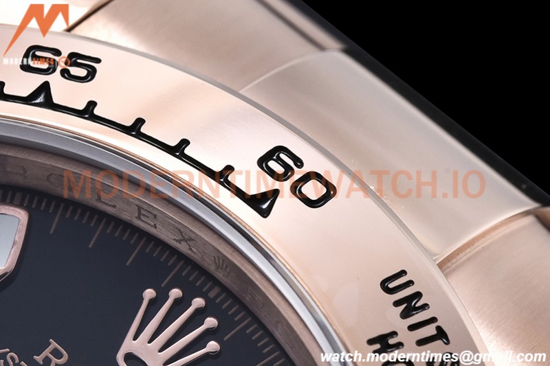 Rolex - Daytona 116505 904L RG/RG Blk/Stk QF V3 SH4130