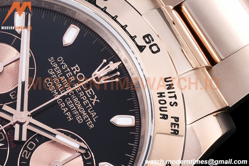 Rolex - Daytona 116505 904L RG/RG Blk/Stk QF V3 SH4130