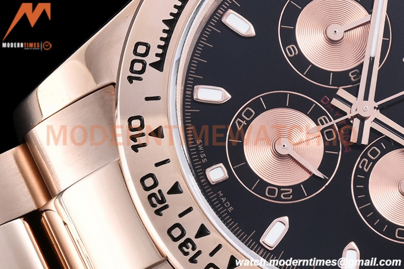 Rolex - Daytona 116505 904L RG/RG Blk/Stk QF V3 SH4130