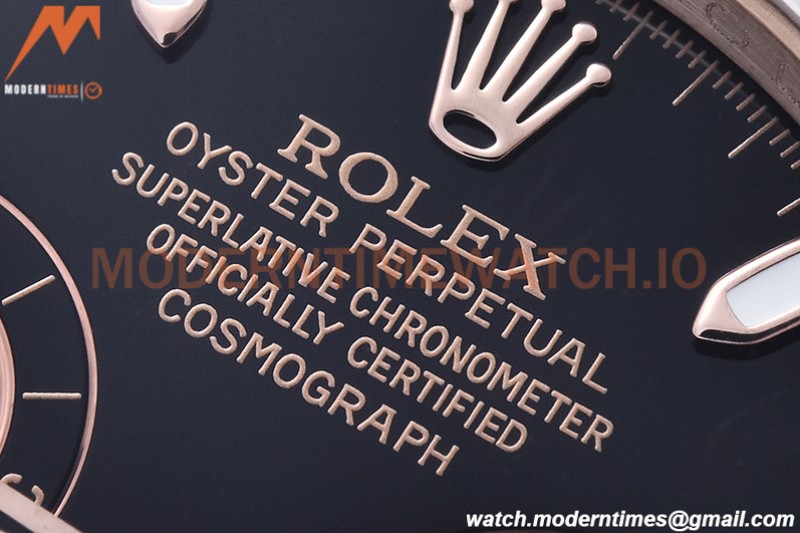 Rolex - Daytona 116505 904L RG/RG Blk/Stk QF V3 SH4130