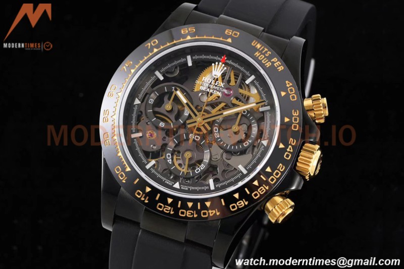 Rolex - Daytona Blaken 40mm CER 904L PVD/RU Blk/YG Skeleton GETF SA4130