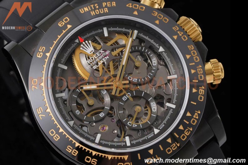 Rolex - Daytona Blaken 40mm CER 904L PVD/RU Blk/YG Skeleton GETF SA4130