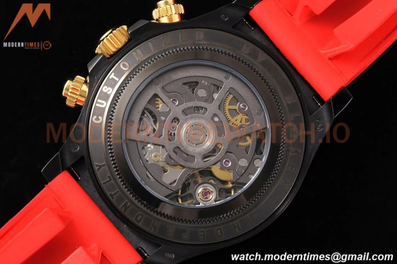 Rolex - Daytona Blaken 40mm CER 904L PVD/RU Blk/Red Skeleton GETF SA4130