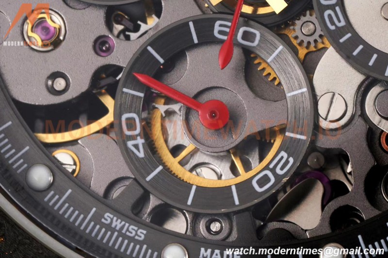 Rolex - Daytona Blaken 40mm CER 904L PVD/RU Blk/Red Skeleton GETF SA4130