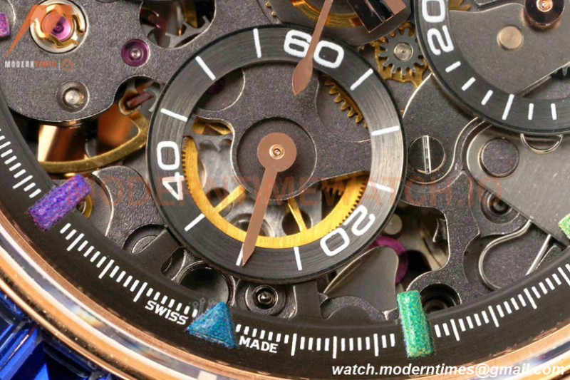 Rolex - Daytona Blaken 40mm CER 904L RG/RG Rainbow Diamond Skeleton GETF SA4130