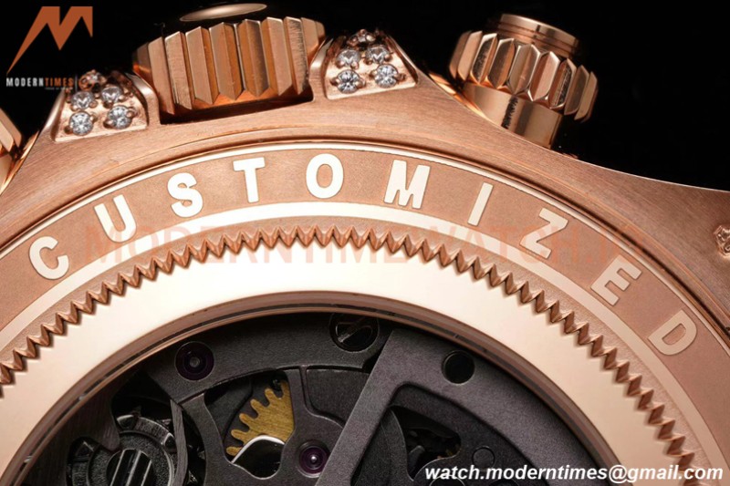 Rolex - Daytona Blaken 40mm CER 904L RG/RG Rainbow Diamond Skeleton GETF SA4130