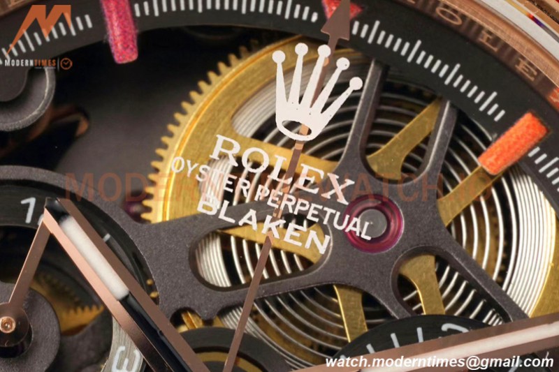 Rolex - Daytona Blaken 40mm CER 904L RG/RG Rainbow Diamond Skeleton GETF SA4130