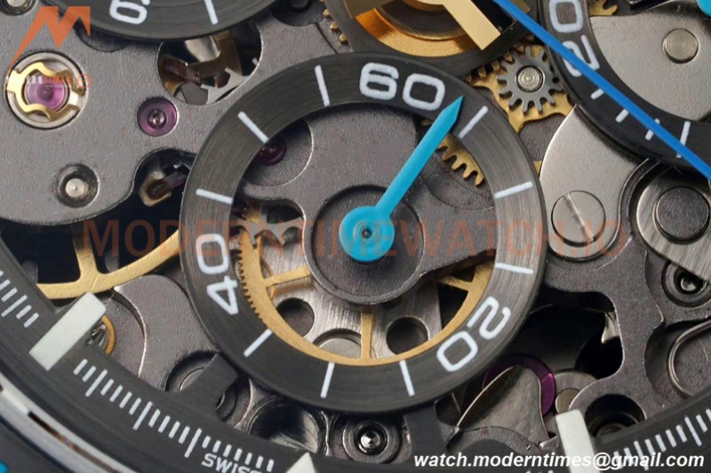 Rolex - Daytona Blaken 40mm CER 904L PVD/RU Blk/Blu Skeleton GETF SA4130