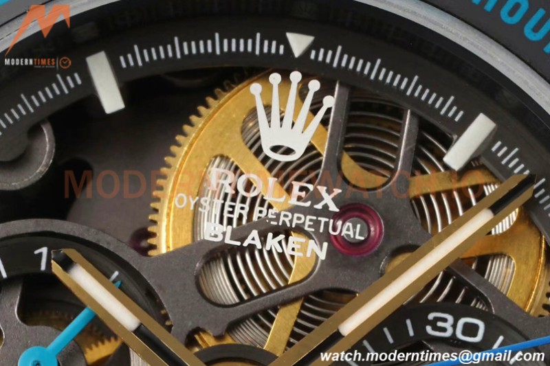 Rolex - Daytona Blaken 40mm CER 904L PVD/RU Blk/Blu Skeleton GETF SA4130