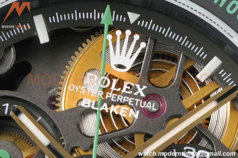 Rolex - Daytona Blaken 40mm CER 904L PVD/RU Blk/Grn Skeleton GETF SA4130