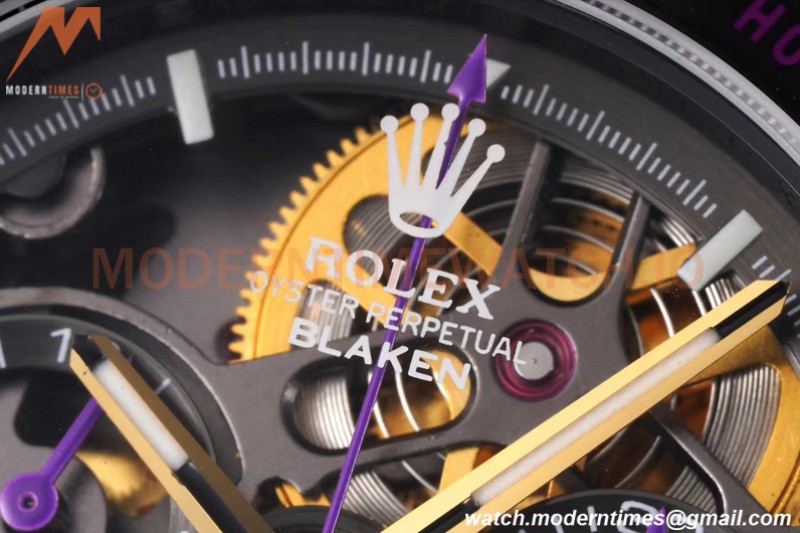 Rolex - Daytona Blaken 40mm CER 904L PVD/RU Black/Purple Skeleton GETF SA4130