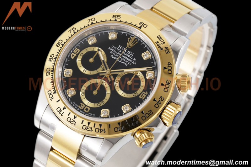 Rolex - Daytona 116503 40mm 904L YG/SS Blk/Gold/Diam King SH4130