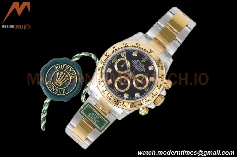 Rolex - Daytona 116503 40mm 904L YG/SS Blk/Gold/Diam King SH4130
