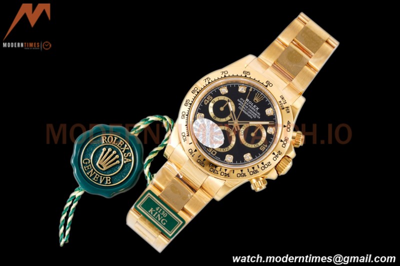 Rolex - Daytona 116508 40mm 904L YG/YG Blk/Gold/Diam King SH4130