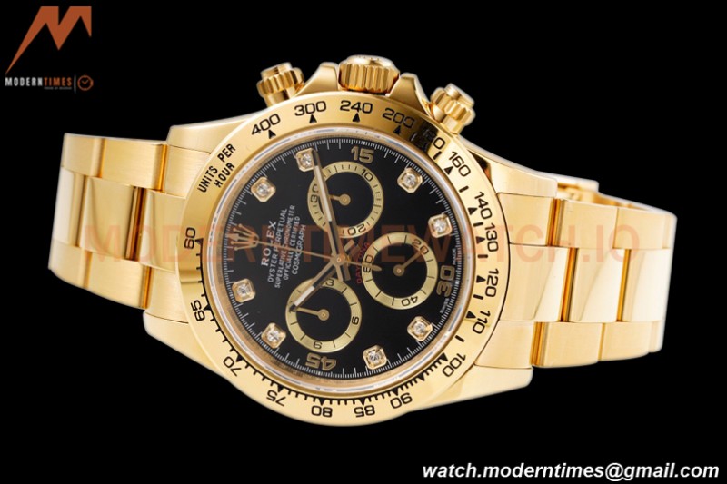 Rolex - Daytona 116508 40mm 904L YG/YG Blk/Gold/Diam King SH4130