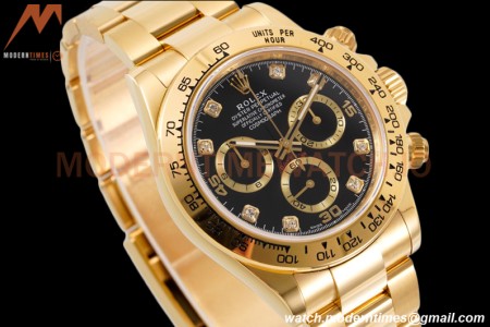 Rolex - Daytona 116508 40mm 904L YG/YG Blk/Gold/Diam King SH4130
