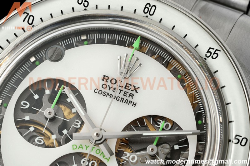 Rolex - Neon Daytona 116508 Artisans De Genève SS/SS White ADGF A4130
