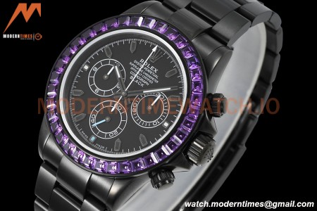 Rolex - Blaken Daytona Purple Rainbow 40mm Diamond DLC/DLC Black/Stk TWF A4130