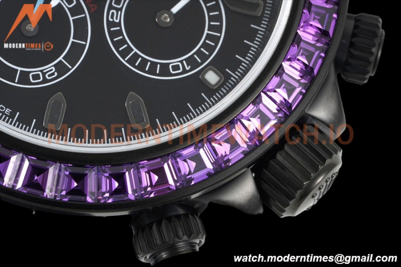 Rolex - Blaken Daytona Purple Rainbow 40mm Diamond DLC/DLC Black/Stk TWF A4130