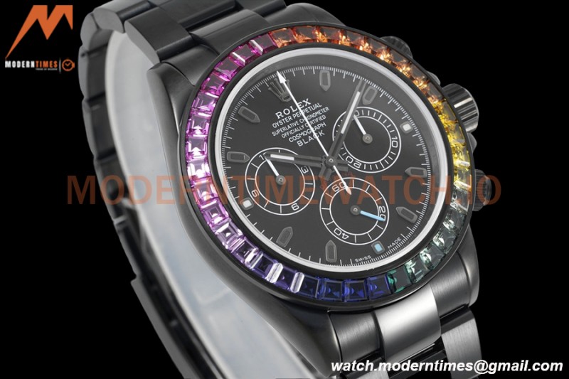 Rolex - Blaken Daytona Rainbow 40mm Diamond DLC/DLC Black/Stk TWF A4130