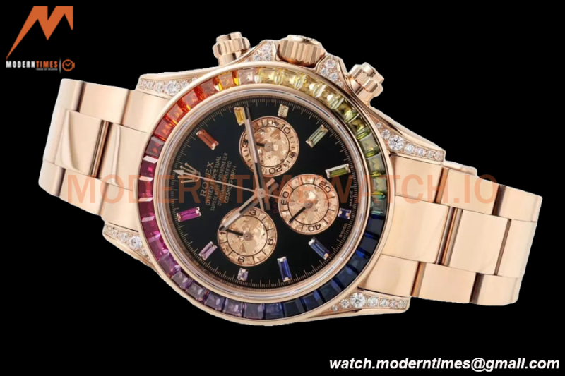 Rolex - Daytona Rainbow 116595 RBOW 40mm RG/RG Black/Dia ZF SH4130