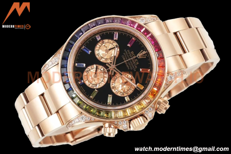 Rolex - Daytona Rainbow 116595 RBOW 40mm RG/RG Black/Dia ZF SH4130