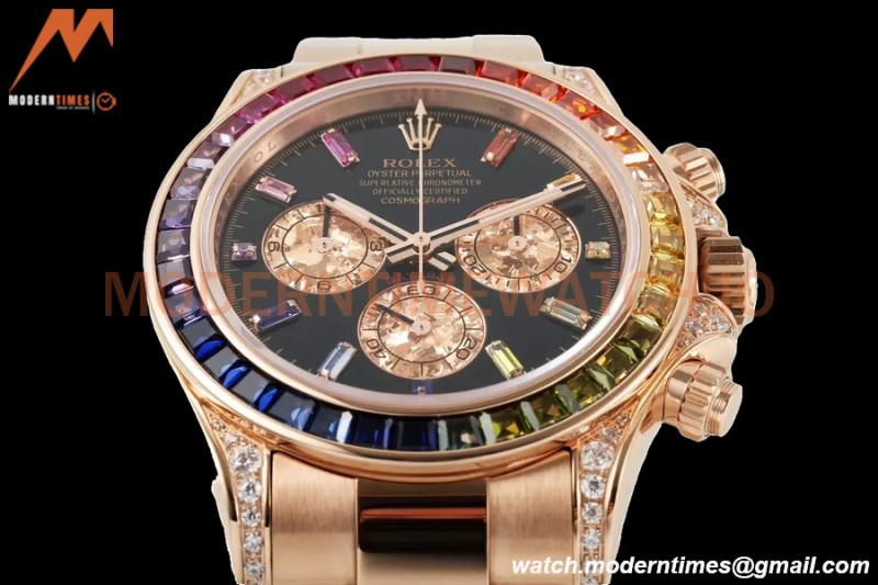 Rolex - Daytona Rainbow 116595 RBOW 40mm RG/RG Black/Dia ZF SH4130