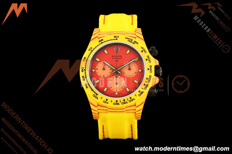 Rolex - Daytona DiW Volcano 40mm Yellow Carbon Fiber FC/NY Red Dial DIWF DD4801 | 롤렉스 - 데이토나 DiW 볼케이노 40mm 옐로우 카본 파이버 FC/NY 레드 다이얼 DIWF DD4801