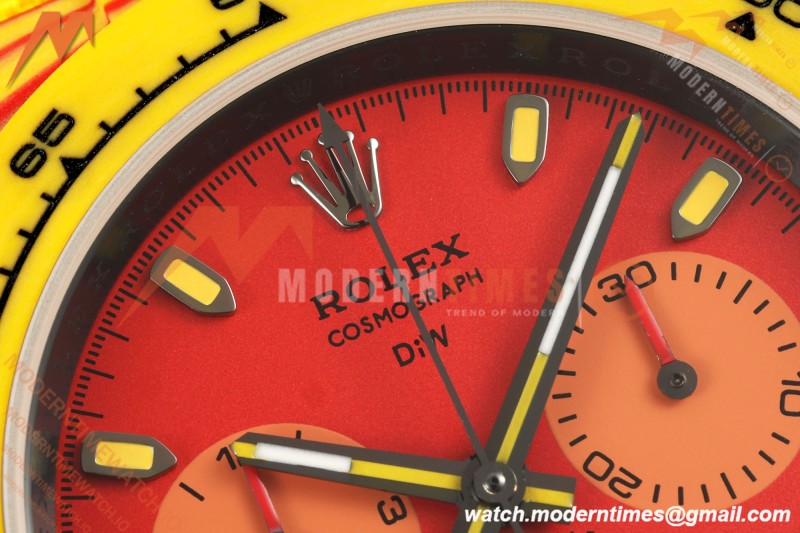 Rolex - Daytona DiW Volcano 40mm Yellow Carbon Fiber FC/NY Red Dial DIWF DD4801 | 롤렉스 - 데이토나 DiW 볼케이노 40mm 옐로우 카본 파이버 FC/NY 레드 다이얼 DIWF DD4801