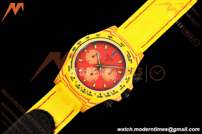 Rolex - Daytona DiW Volcano 40mm Yellow Carbon Fiber FC/NY Red Dial DIWF DD4801 | 롤렉스 - 데이토나 DiW 볼케이노 40mm 옐로우 카본 파이버 FC/NY 레드 다이얼 DIWF DD4801