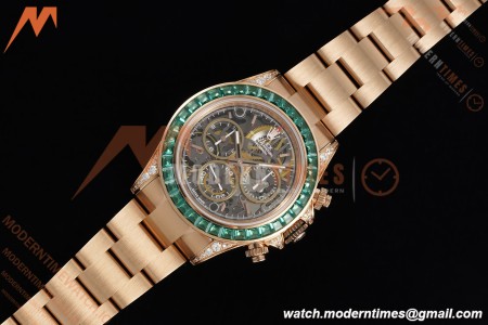 Rolex - Daytona Artisans De Genève “Poetry of Lights” RG/RG Emeralds Skeleton Dial ADGF SA4130