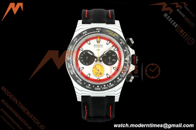 Rolex - Daytona 40mm DiW Ferrari Edition RT White Carbon Fiber FC/NY Red/Blk/Yelw White Dial DIWF DD4801 | 롤렉스 - 데이토나 40mm DiW 페라리 에디션 RT 화이트 카본 파이버 FC/NY 레드/블랙/옐로우 화이트 다이얼 DIW DD4801