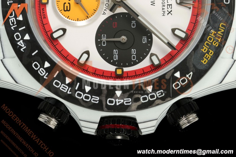 Rolex - Daytona 40mm DiW Ferrari Edition RT White Carbon Fiber FC/NY Red/Blk/Yelw White Dial DIWF DD4801 | 롤렉스 - 데이토나 40mm DiW 페라리 에디션 RT 화이트 카본 파이버 FC/NY 레드/블랙/옐로우 화이트 다이얼 DIW DD4801
