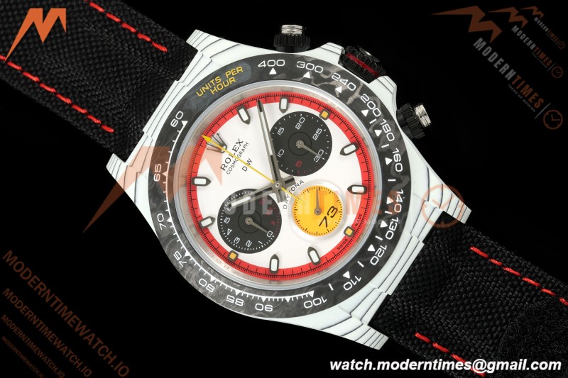 Rolex - Daytona 40mm DiW Ferrari Edition RT White Carbon Fiber FC/NY Red/Blk/Yelw White Dial DIWF DD4801 | 롤렉스 - 데이토나 40mm DiW 페라리 에디션 RT 화이트 카본 파이버 FC/NY 레드/블랙/옐로우 화이트 다이얼 DIW DD4801