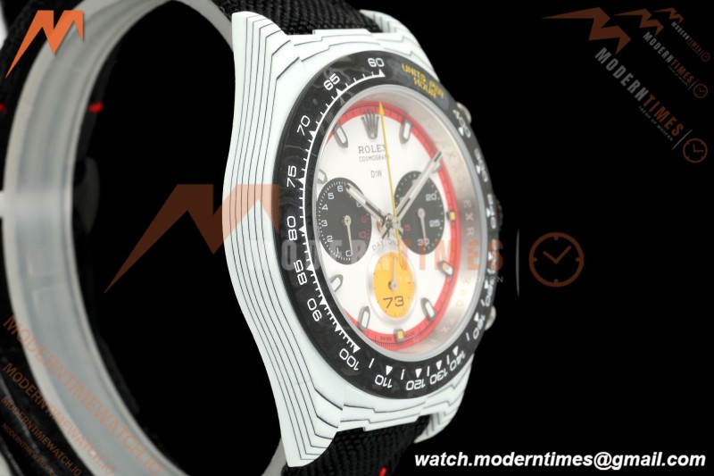 Rolex - Daytona 40mm DiW Ferrari Edition RT White Carbon Fiber FC/NY Red/Blk/Yelw White Dial DIWF DD4801 | 롤렉스 - 데이토나 40mm DiW 페라리 에디션 RT 화이트 카본 파이버 FC/NY 레드/블랙/옐로우 화이트 다이얼 DIW DD4801