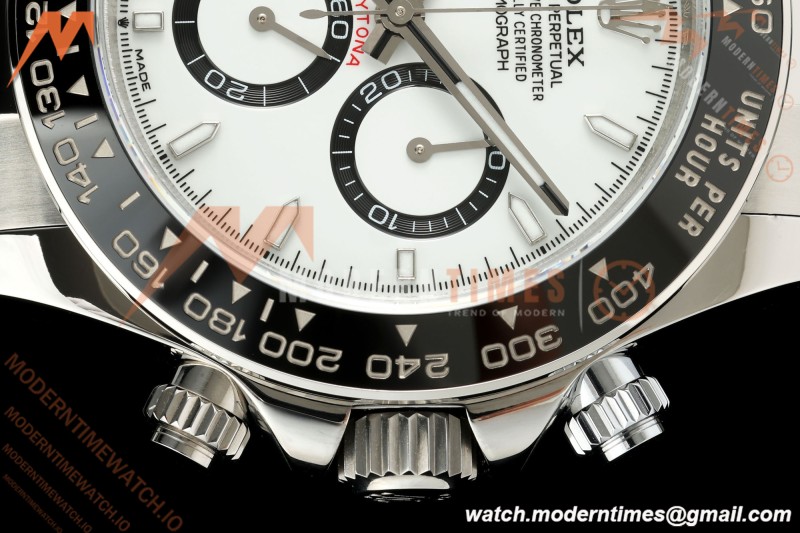 Rolex - Daytona 126500LN 40mm CER 904L SS/SS White Dial UFO UF4131 Free Sprung