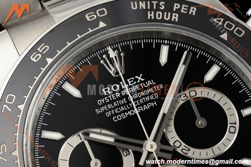 Rolex - Daytona 126500LN 40mm CER 904L SS/SS Black Dial UFO UF4131 Free Sprung