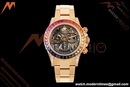 Rolex - Daytona Rainbow Blaken 116595 RBOW 40mm RG/RG Diamond Skeleton Sonic DD4130