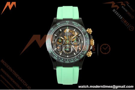 Rolex - Daytona Blaken 40mm Black PVD/RU Mint Green Skeleton Sonic DD4130