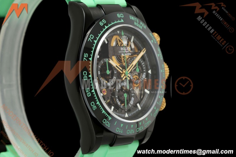 Rolex - Daytona Blaken 40mm Black PVD/RU Mint Green Skeleton Sonic DD4130