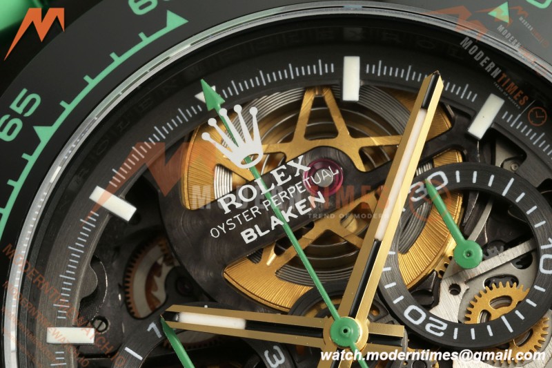 Rolex - Daytona Blaken 40mm Black PVD/RU Mint Green Skeleton Sonic DD4130